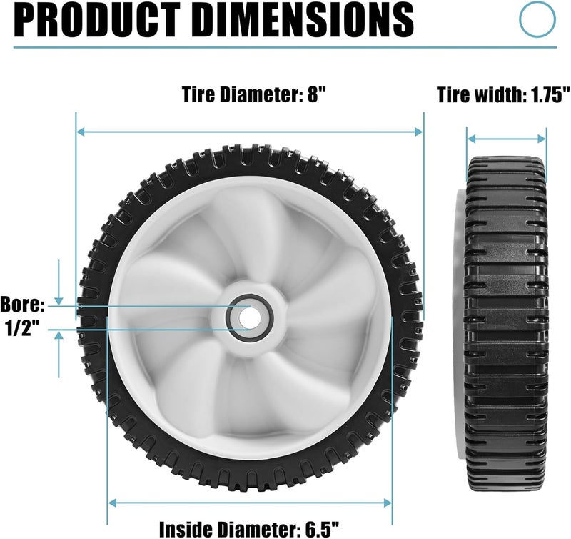 Sutmorly 734-04581 8" Lawn Mower Wheels Replacement for MTD 634-0190(A), Front Drive Wheels Compatible with MTD, Yard Man, Craftsman, Huskee, Yard Machines Self Propelled Walk-Behind Mowers, 2 Pack - Image 2